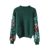 Sequined Sleeves Knit Sweater