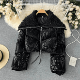 Sequined Velvet Cropped Coat