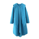 Shawl Collar Hooded Knitted Coat