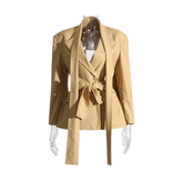 Shawl Collar Tie-Waist Blazer