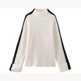 Side Striped Half Turtleneck Knit Pullover