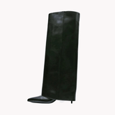 Skirted Vegan Leather Long Boots