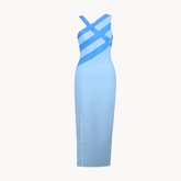 Sky Blue Asymmetrical Bandage Dress