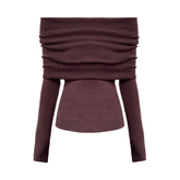 Slash Neck Knit Sweater