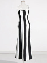 Sleeveless Backless Striped Slim Dress