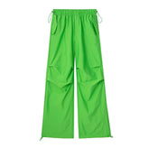 Solid Color Pleated Drawstring Pants