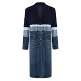 Spliced Denim Skirt Trench Coat
