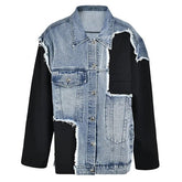 Spliced Ripped Denim Jacket