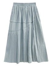 Stretch Waist Mid-Calf Pleated Skirt