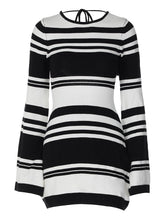 Striped Backless Knit Mini Dress