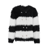 Striped Contrast Burr Knit Sweater