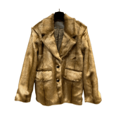 Striped Faux Fur Plush Jacket