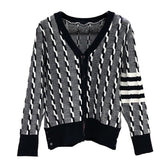 Striped Ropes Knit Cardigan