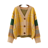 Striped Sleeves Button Down Cardigan