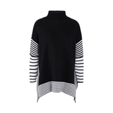 Stripes Mock Cape Knitted Top