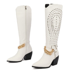 Studded Faux Leather Boots