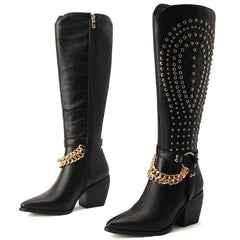 Studded Faux Leather Boots
