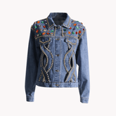 Studded Hollow Out Patchwork Jacket