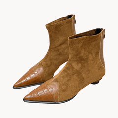 Suede Low Heel Ankle Boots
