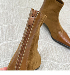 Suede Low Heel Ankle Boots