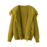 Tasseled Lapel Knitted Cardigan