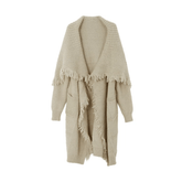 Tasseled Lapel Knitted Long Coat