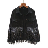 Tassels Sequins Denim Jacket
