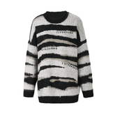 Teardrop Rhinestones Striped Knit Sweater