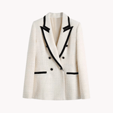 Textured Fitted Double Breasted Blazer