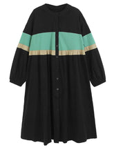 Tri-Color Long Sleeve Midi Dress