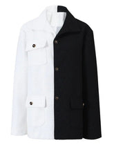 Trio Pockets Half-and-Half Woolen Jacket