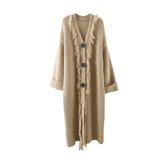 Triple Buttons Tasseled Long Coat