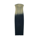 Tube Strapless Gradient Denim Dress