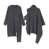 Turtleneck Knit Cloak 2-Piece Set