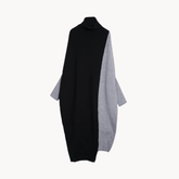 Turtleneck Knit Oversized Contrast Dress