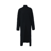 Turtleneck Long Slit Knit Dress