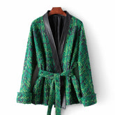 Tweed Lace-Up Mid-Length Jacket