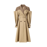 Two-Tone Belted Trench Coat