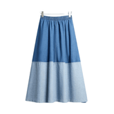 Two-Tone Denim Midi Skirt