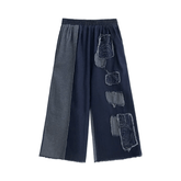 Two-Tone Patchwork Denim Pants