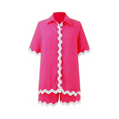 Short Sleeved Button Down Shirt + Loose Shorts Set