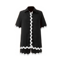 Short Sleeved Button Down Shirt + Loose Shorts Set