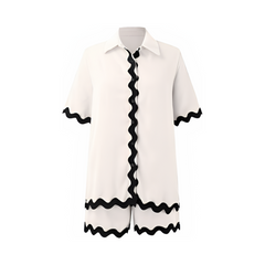 Short Sleeved Button Down Shirt + Loose Shorts Set