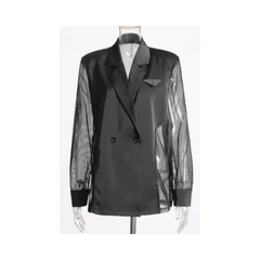 Solid Thin Spliced Mesh Suit Jacket