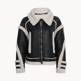 Vegan Leather Wool Patchwork Jacket