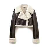 Warm Faux Leather Short Jacket