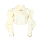 Wavy Sleeves Hooked Cape Top