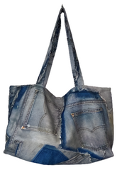 Cool Patchwork Denim Tote Bag - WINI