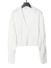 White Knit Loose Short Cardigan