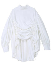 White Ruched Loose Blouse